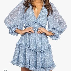 Blue floral dress, open back. NWT from Amazon